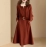 Light luxury temperament, V-neck design, slim fit dress, women's autumn and winter new style, lace up waist cinching, slimming A-line skirt