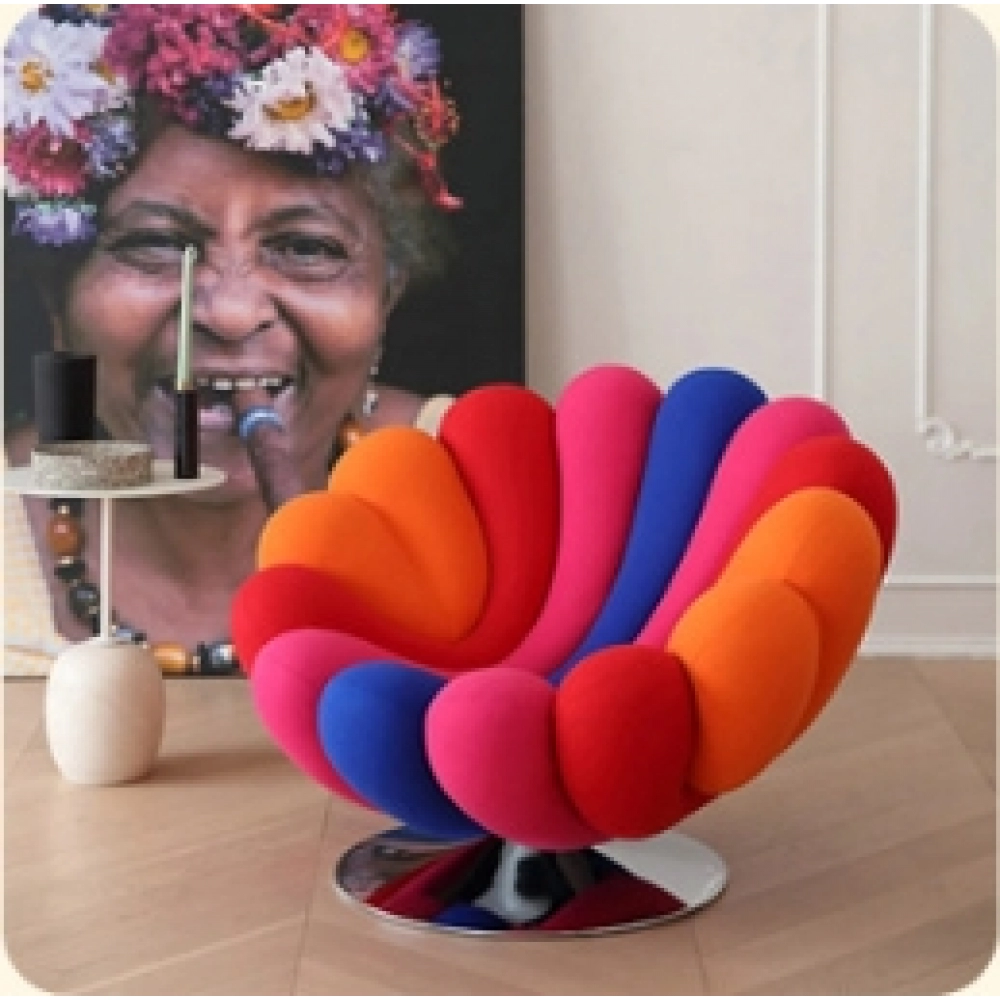 Creative single person rotating sofa chair, living room balcony, leisure chair, hotel lounge area, petal chair