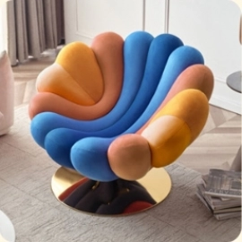 Creative single person rotating sofa chair, living room balcony, leisure chair, hotel lounge area, petal chair