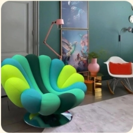 Creative single person rotating sofa chair, living room balcony, leisure chair, hotel lounge area, petal chair